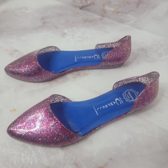 JEFFREY CAMPBELL GLITTER SPARKLE PINK JELLY FLATS HAVANA US LADIES SZ 8 SLIP ON - Picture 7 of 16